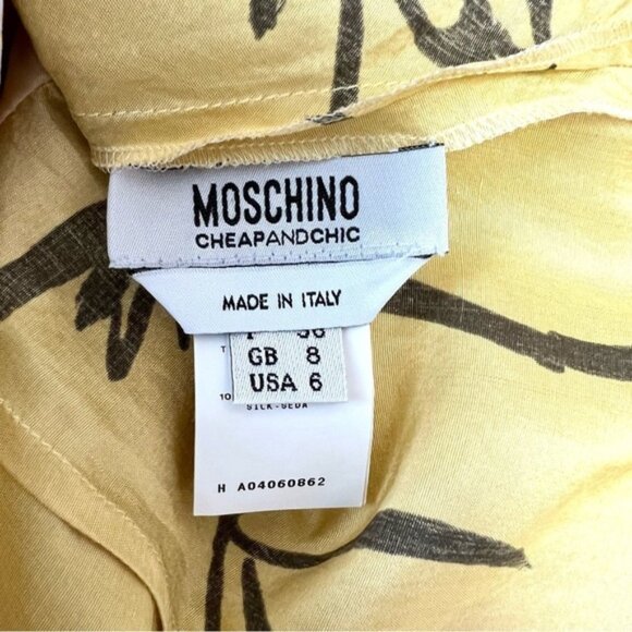 Moschino Painted Floral Silk Faux Wrap Surplice Dress - Picture 8 of 10